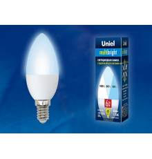 Лампа светодиодная (UL-00002374) Uniel E14 6W 4000K матовая LED-C37-6W/NW/E14/FR/MB PLM11WH