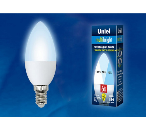 Лампа светодиодная (UL-00002374) Uniel E14 6W 4000K матовая LED-C37-6W/NW/E14/FR/MB PLM11WH Лампа светодиодная (UL-00002374) Uniel E14 6W 4000K матовая LED-C37-6W/NW/E14/FR/MB PLM11WH