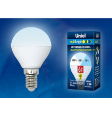 Лампа светодиодная (UL-00002376) Uniel E14 6W 4000K матовая LED-G45-6W/NW/E14/FR/MB PLM11WH
