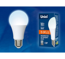 Лампа светодиодная (UL-00002381) Uniel E27 10W 4000K матовая LED-A60-10W/NW/E27/FR/12-24V PLO55WH