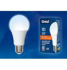 Лампа светодиодная (UL-00002381) Uniel E27 10W 4000K матовая LED-A60-10W/NW/E27/FR/12-24V PLO55WH