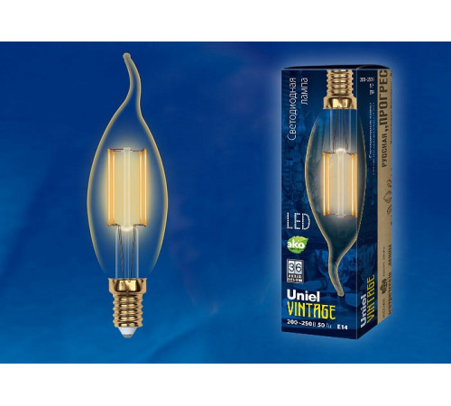 Лампа светодиодная филаментная (UL-00002397) Uniel E14 5W 2250K прозрачная LED-CW35-5W/GOLDEN/E14 GLV21GO
