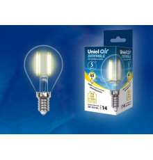 Лампа светодиодная филаментная (UL-00002866) Uniel E14 5W 3000K LED-G45-5W/WW/E14/CL/DIM GLA01TR