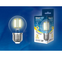 Лампа светодиодная филаментная (UL-00002868) Uniel E27 5W 3000K LED-G45-5W/WW/E27/CL/DIM GLA01TR