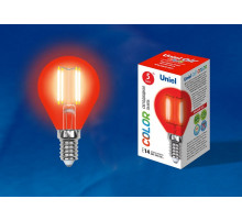 Лампа светодиодная филаментная (UL-00002985) Uniel E14 5W красный LED-G45-5W/RED/E14 GLA02RD