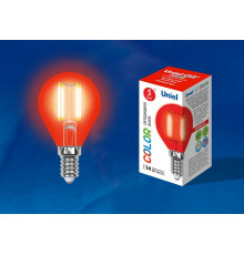 Лампа светодиодная филаментная (UL-00002985) Uniel E14 5W красный LED-G45-5W/RED/E14 GLA02RD