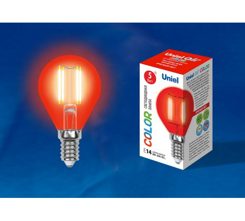 Лампа светодиодная филаментная (UL-00002985) Uniel E14 5W красный LED-G45-5W/RED/E14 GLA02RD Лампа светодиодная филаментная (UL-00002985) Uniel E14 5W красный LED-G45-5W/RED/E14 GLA02RD