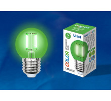 Лампа светодиодная филаментная (UL-00002988) Uniel E27 5W зеленый LED-G45-5W/GREEN/E27 GLA02GR