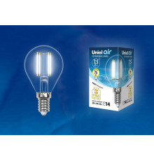 Лампа светодиодная филаментная (UL-00003254) Uniel E14 7,5W 4000K прозрачная LED-G45-7,5W/NW/E14/CL GLA01TR