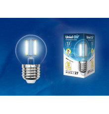 Лампа светодиодная филаментная (UL-00003255) Uniel E27 7,5W 4000K прозрачная LED-G45-7,5W/NW/E27/CL GLA01TR