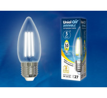 Лампа светодиодная диммируемая (UL-00003643) Uniel E27 5W прозрачная LED-C35-5W/WW/E27/CL/DIM GLA01TR