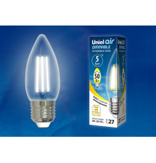 Лампа светодиодная диммируемая (UL-00003643) Uniel E27 5W прозрачная LED-C35-5W/WW/E27/CL/DIM GLA01TR