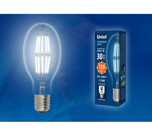 Лампа светодиодная филаментная (UL-00003760) Uniel E40 30W 4000K прозрачная LED-ED90-30W/NW/E40/CL GLP05TR Лампа светодиодная филаментная (UL-00003760) Uniel E40 30W 4000K прозрачная LED-ED90-30W/NW/E40/CL GLP05TR