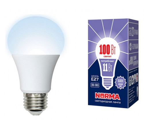 Лампа светодиодная (UL-00003785) Volpe E27 11W 6500K матовая LED-A60-11W/DW/E27/FR/NR Лампа светодиодная (UL-00003785) Volpe E27 11W 6500K матовая LED-A60-11W/DW/E27/FR/NR
