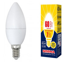 Лампа светодиодная (UL-00003796) Volpe E14 7W 3000K матовая LED-C37-7W/WW/E14/FR/NR