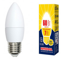 Лампа светодиодная (UL-00003799) Volpe E27 7W 3000K матовая LED-C37-7W/WW/E27/FR/NR