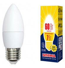 Лампа светодиодная (UL-00003799) Volpe E27 7W 3000K матовая LED-C37-7W/WW/E27/FR/NR