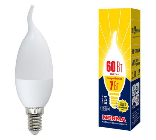 Лампа светодиодная (UL-00003800) Volpe E14 7W 4000K матовая LED-CW37-7W/NW/E14/FR/NR Лампа светодиодная (UL-00003800) Volpe E14 7W 4000K матовая LED-CW37-7W/NW/E14/FR/NR