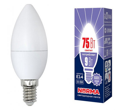 Лампа светодиодная (UL-00003802) Volpe E14 9W 6500K матовая LED-C37-9W/DW/E14/FR/NR Лампа светодиодная (UL-00003802) Volpe E14 9W 6500K матовая LED-C37-9W/DW/E14/FR/NR