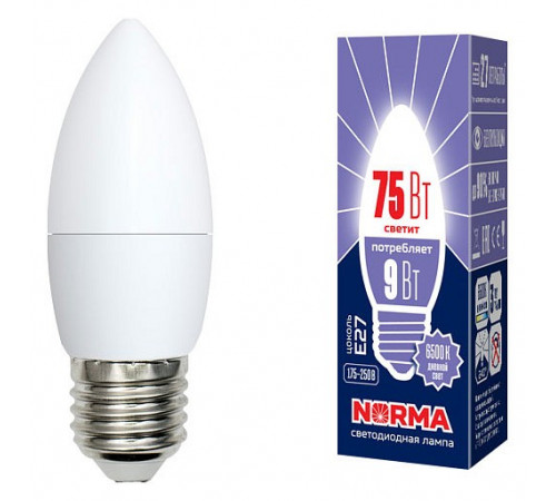 Лампа светодиодная (UL-00003805) Volpe E27 9W 6500K матовая LED-C37-9W/DW/E27/FR/NR Лампа светодиодная (UL-00003805) Volpe E27 9W 6500K матовая LED-C37-9W/DW/E27/FR/NR