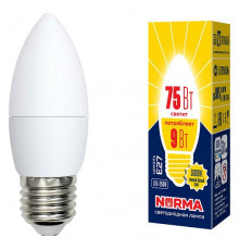 Лампа светодиодная (UL-00003807) Volpe E27 9W 3000K матовая LED-C37-9W/WW/E27/FR/NR