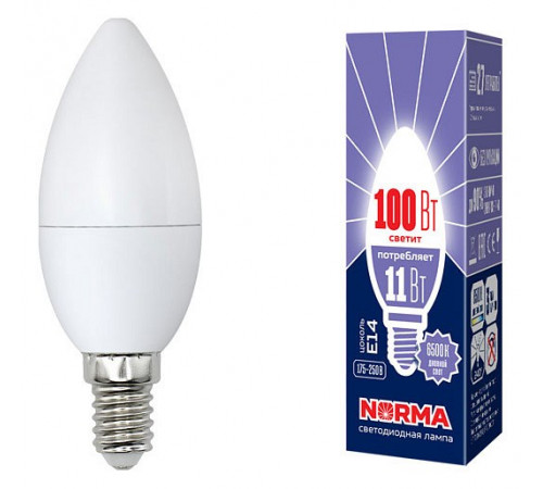 Лампа светодиодная (UL-00003810) Volpe E14 11W 6500K матовая LED-C37-11W/DW/E14/FR/NR Лампа светодиодная (UL-00003810) Volpe E14 11W 6500K матовая LED-C37-11W/DW/E14/FR/NR