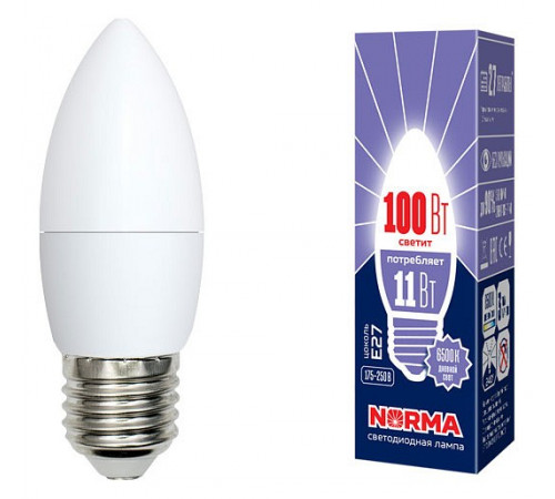 Лампа светодиодная (UL-00003813) Volpe E27 11W 6500K матовая LED-C37-11W/DW/E27/FR/NR Лампа светодиодная (UL-00003813) Volpe E27 11W 6500K матовая LED-C37-11W/DW/E27/FR/NR