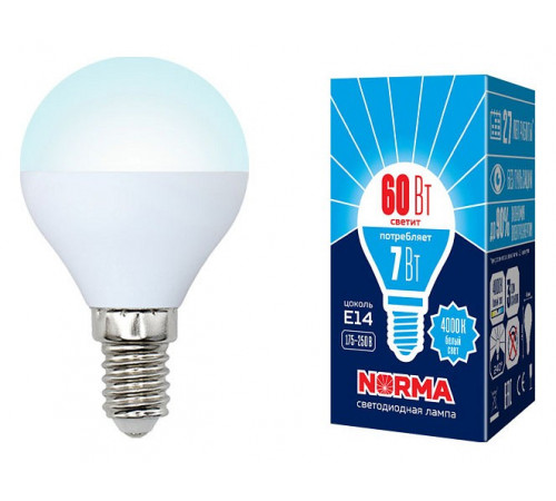 Лампа светодиодная (UL-00003819) Volpe E14 7W 4000K матовая LED-G45-7W/NW/E14/FR/NR Лампа светодиодная (UL-00003819) Volpe E14 7W 4000K матовая LED-G45-7W/NW/E14/FR/NR