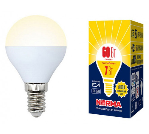 Лампа светодиодная (UL-00003820) Volpe E14 7W 3000K матовая LED-G45-7W/WW/E14/FR/NR Лампа светодиодная (UL-00003820) Volpe E14 7W 3000K матовая LED-G45-7W/WW/E14/FR/NR