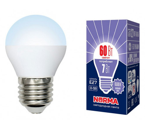 Лампа светодиодная (UL-00003821) Volpe E27 7W 6500K матовая LED-G45-7W/DW/E27/FR/NR Лампа светодиодная (UL-00003821) Volpe E27 7W 6500K матовая LED-G45-7W/DW/E27/FR/NR