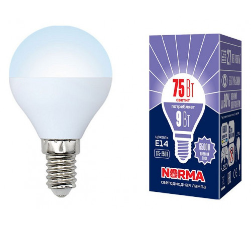 Лампа светодиодная (UL-00003824) Volpe E14 9W 6500K матовая LED-G45-9W/DW/E14/FR/NR Лампа светодиодная (UL-00003824) Volpe E14 9W 6500K матовая LED-G45-9W/DW/E14/FR/NR