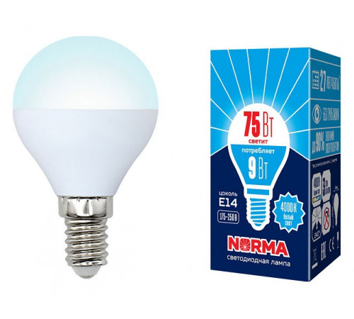 Лампа светодиодная (UL-00003825) Volpe E14 9W 4000K матовая LED-G45-9W/NW/E14/FR/NR Лампа светодиодная (UL-00003825) Volpe E14 9W 4000K матовая LED-G45-9W/NW/E14/FR/NR