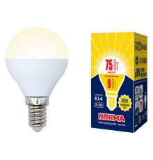 Лампа светодиодная (UL-00003826) Volpe E14 9W 3000K матовая LED-G45-9W/WW/E14/FR/NR