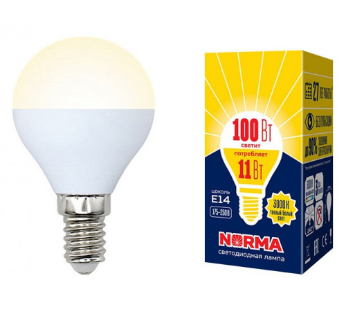 Лампа светодиодная (UL-00003832) Volpe E14 11W 3000K матовая LED-G45-11W/WW/E14/FR/NR Лампа светодиодная (UL-00003832) Volpe E14 11W 3000K матовая LED-G45-11W/WW/E14/FR/NR