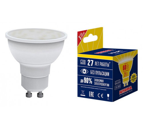 Лампа светодиодная (UL-00003838) Volpe GU10 7W 3000K матовая LED-JCDR-7W/WW/GU10/NR Лампа светодиодная (UL-00003838) Volpe GU10 7W 3000K матовая LED-JCDR-7W/WW/GU10/NR