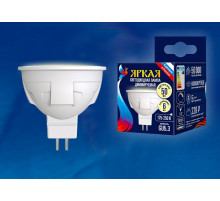 Лампа светодиодная диммируемая (UL-00003991) Uniel GU5.3 6W 3000K матовая LED-JCDR 6W/WW/GU5.3/FR/DIM PLP01WH