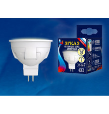 Лампа светодиодная диммируемая (UL-00003991) Uniel GU5.3 6W 3000K матовая LED-JCDR 6W/WW/GU5.3/FR/DIM PLP01WH
