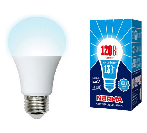 Лампа светодиодная (UL-00004023) Volpe E27 13W 4000K матовая LED-A60-13W/NW/E27/FR/NR Лампа светодиодная (UL-00004023) Volpe E27 13W 4000K матовая LED-A60-13W/NW/E27/FR/NR