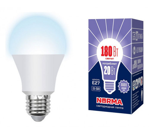 Лампа светодиодная (UL-00004028) Volpe E27 20W 6500K матовая LED-A65-20W/DW/E27/FR/NR Лампа светодиодная (UL-00004028) Volpe E27 20W 6500K матовая LED-A65-20W/DW/E27/FR/NR