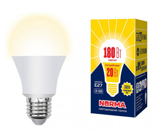 Лампа светодиодная (UL-00004030) Volpe E27 20W 3000K матовая LED-A65-20W/WW/E27/FR/NR Лампа светодиодная (UL-00004030) Volpe E27 20W 3000K матовая LED-A65-20W/WW/E27/FR/NR