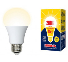 Лампа светодиодная (UL-00004469) Volpe E27 25W 3000K матовая LED-A70-25W/3000K/E27/FR/NR