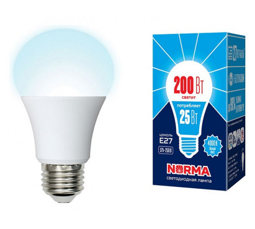 Лампа светодиодная (UL-00004470) Volpe E27 25W 4000K матовая LED-A70-25W/4000K/E27/FR/NR Лампа светодиодная (UL-00004470) Volpe E27 25W 4000K матовая LED-A70-25W/4000K/E27/FR/NR