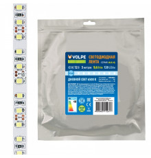 Светодиодная лента Volpe 9,6W/m 120LED/m 2835SMD холодный белый 5M ULS-Q330 2835-120LED/m-8mm-IP20-DC12V-9,6W/m-5M-6500K UL-00004539