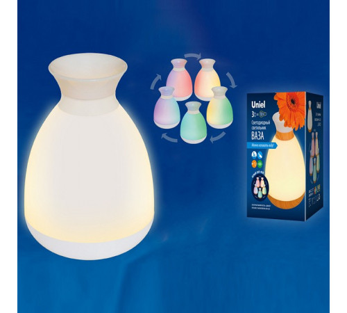 Фигурка светодиодная от аккумулятора «Ваза» 17x12см (UL-00004545) Uniel ULD-R200 LED/100Lm/3000K/RGB White Фигурка светодиодная от аккумулятора «Ваза» 17x12см (UL-00004545) Uniel ULD-R200 LED/100Lm/3000K/RGB White