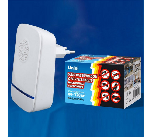 Ультразвуковой отпугиватель насекомых и грызунов (UL-00004563) Uniel UDR-E12 Ivory Ультразвуковой отпугиватель насекомых и грызунов (UL-00004563) Uniel UDR-E12 Ivory