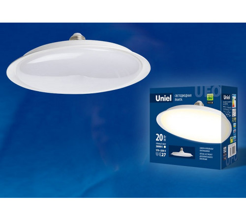 Лампа светодиодная (UL-00004570) Uniel E27 20W 3000K матовая LED-U165-20W/3000K/E27/FR PLU01WH