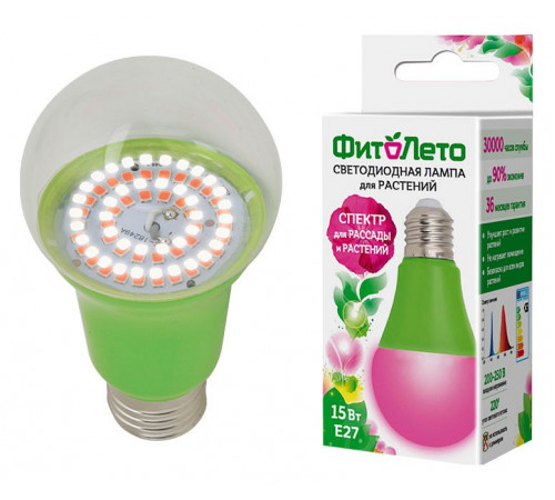 Лампа светодиодная для растений (UL-00004582) Uniel E27 15W прозрачная LED-A60-15W/SPSB/E27/CL PLP30GR Лампа светодиодная для растений (UL-00004582) Uniel E27 15W прозрачная LED-A60-15W/SPSB/E27/CL PLP30GR