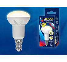 Лампа светодиодная диммируемая (UL-00004710) Uniel E14 7W 3000K матовая LED-R50 7W/3000K/E14/FR/DIM PLP01WH