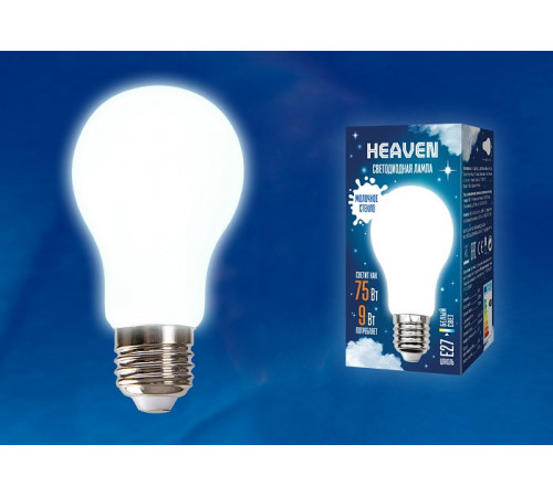 Лампа светодиодная Uniel LED-A60-9W/4000K/E27/FR GLH01WH UL-00004842 Лампа светодиодная Uniel LED-A60-9W/4000K/E27/FR GLH01WH UL-00004842