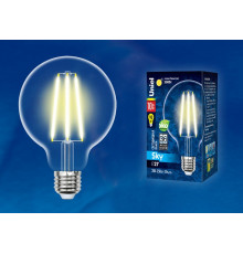 Лампа светодиодная филаментная (UL-00004862) Uniel E27 10W 3000K прозрачная LED-G95-10W/3000K/E27/CL PLS02WH